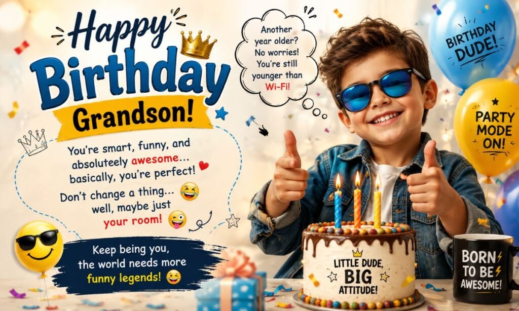 funny birthday wishes for grandson