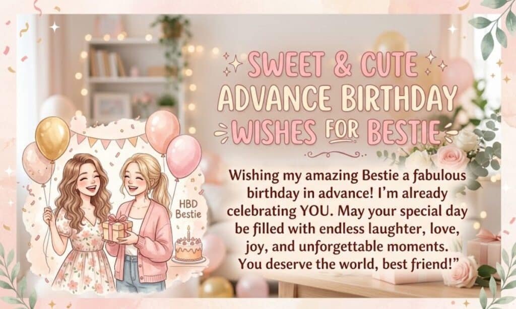 Cute Advance Birthday Wishes for Bestie