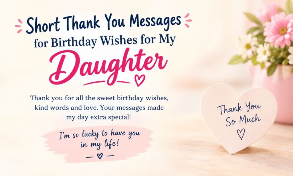 Short Thank You Messages for Birthday Wishes for My Daughter
