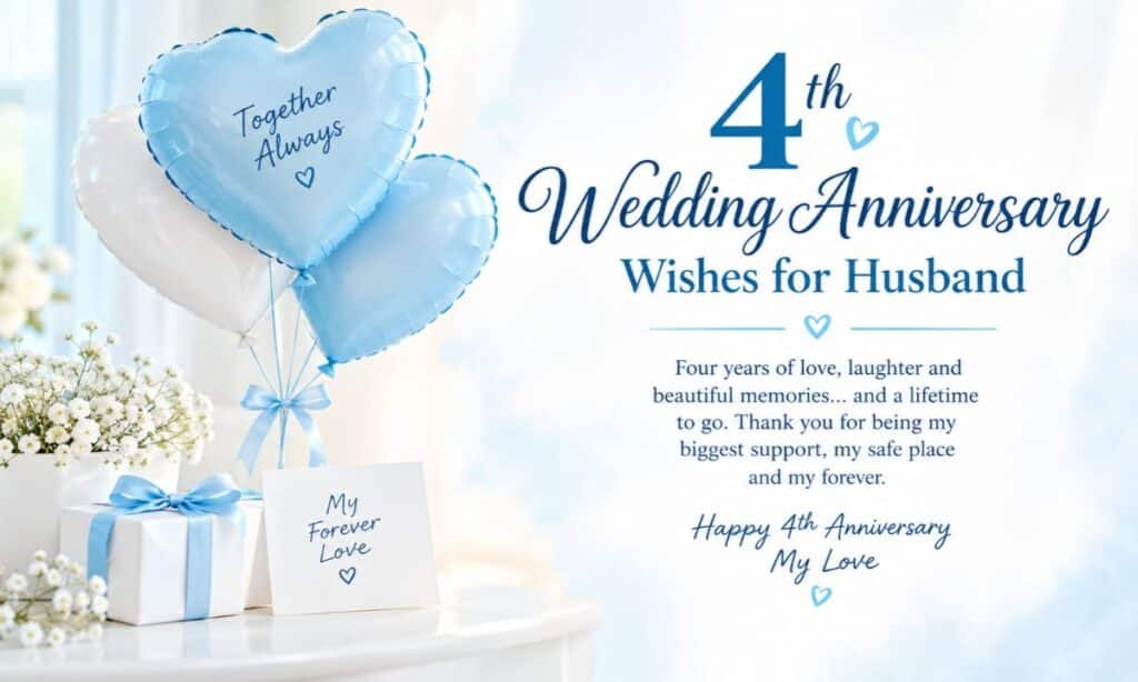 4th Wedding Anniversary Wishes for Husband
