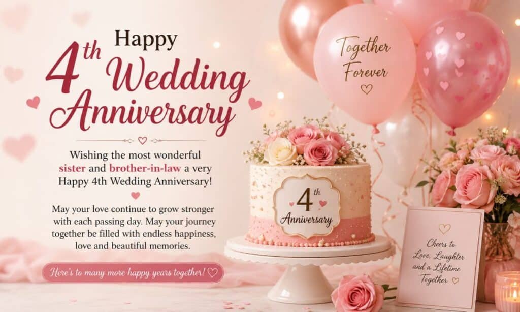 4th Wedding Anniversary Wishes for Sister and Brother-in-Law