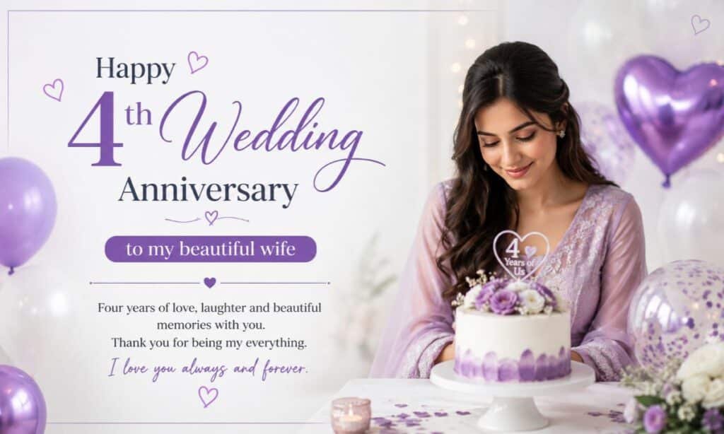 4th Wedding Anniversary Wishes for Wife