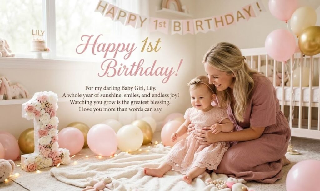 First Birthday Wishes for Baby Girl from Mother