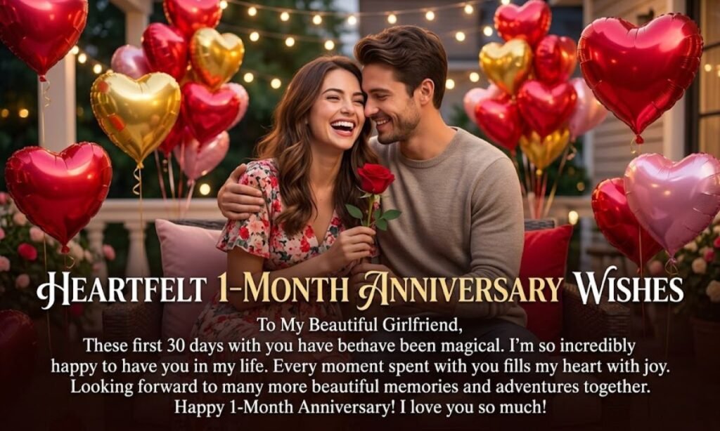 Heartfelt 1-Month Anniversary Wishes for Girlfriend