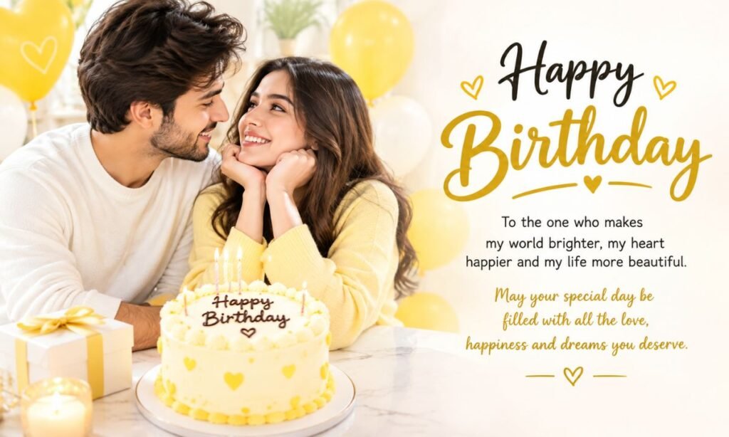 Romantic Cake Happy Birthday Wishes for Boyfriend or Girlfriend